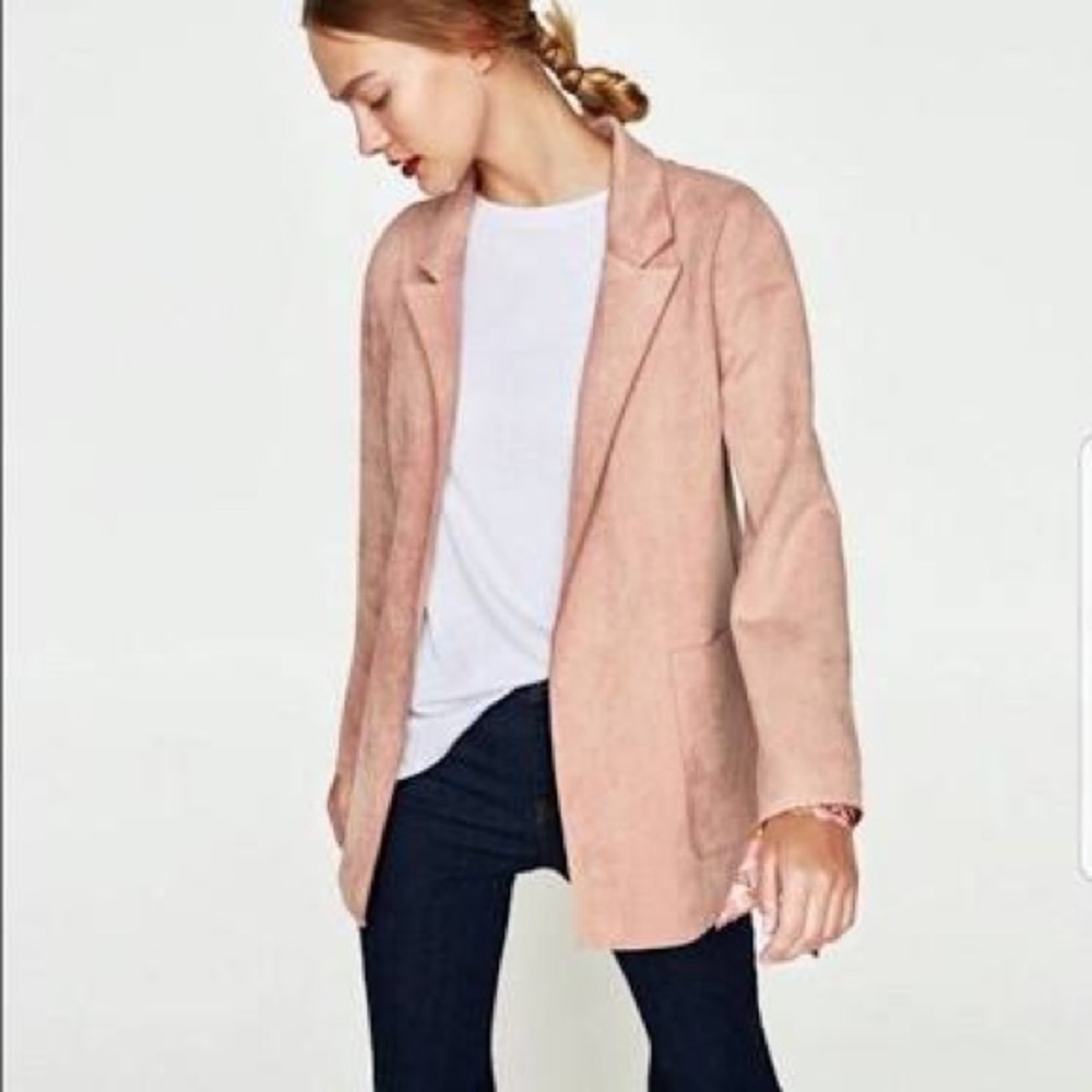 Zara blush pink faux suede blazer, women’s XS